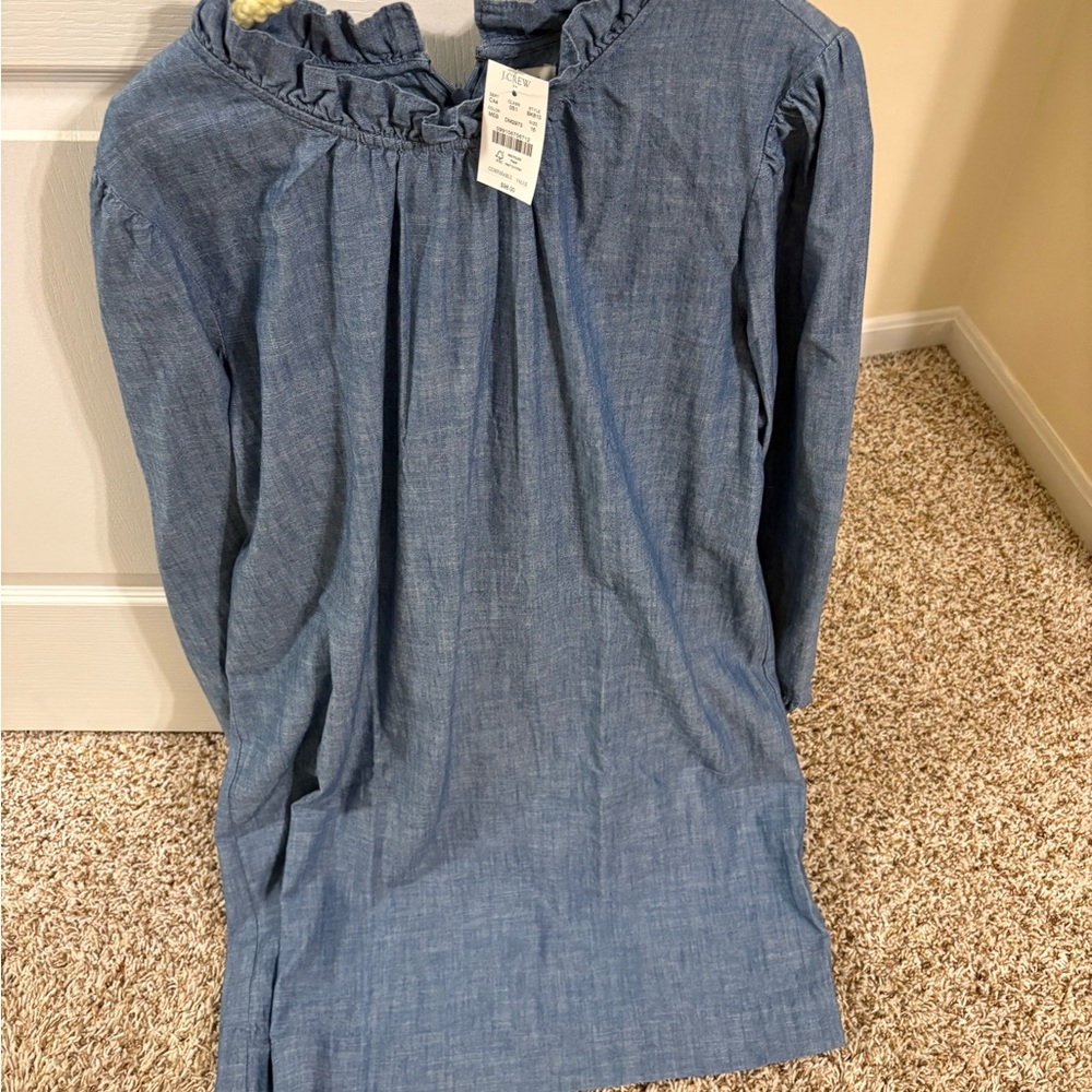 Blue Ruffled Long Sleeve Dress